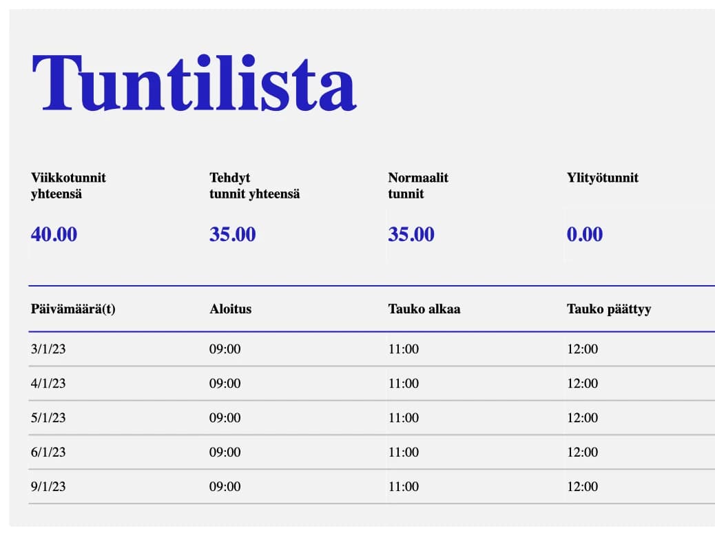Ty ajanseuranta Excel pohja ilmainen EasyHours EasyHours Ty ajanseuranta Excel pohja ilmainen EasyHours EasyHours